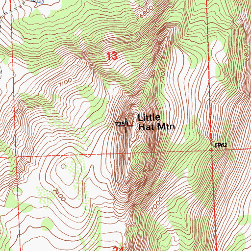 Topographic Map of Little Hat Mountain, CA