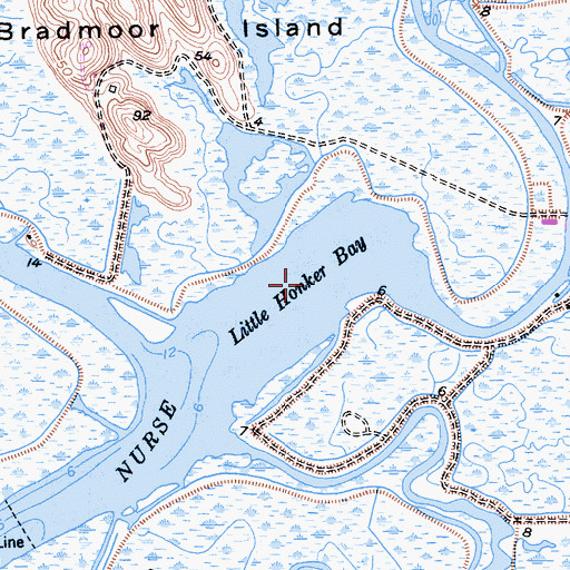 Topographic Map of Little Honker Bay, CA