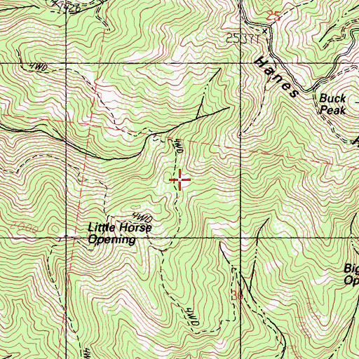 Topographic Map of Little Horse Opening, CA