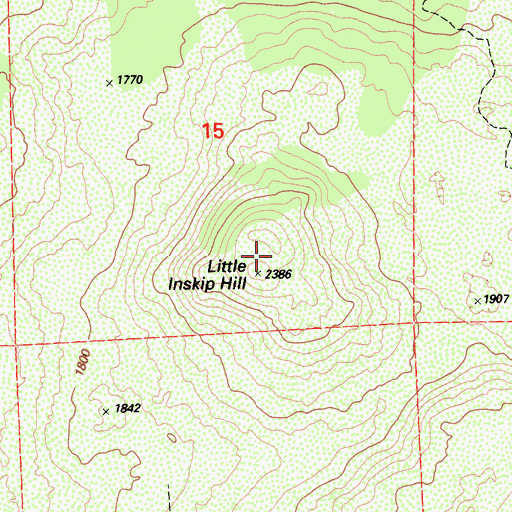 Topographic Map of Little Inskip Hill, CA