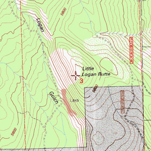 Topographic Map of Little Logan Butte, CA