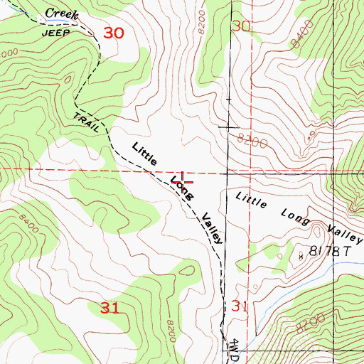 Topographic Map of Little Long Valley, CA