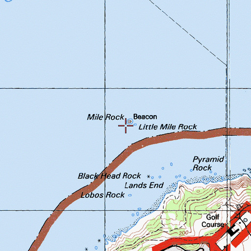 Topographic Map of Little Mile Rock, CA