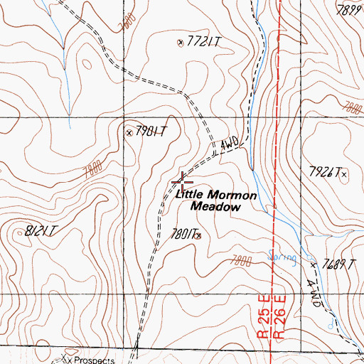 Topographic Map of Little Mormon Meadow, CA