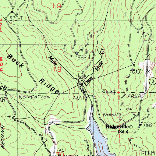 Topographic Map of Little Mule Creek, CA