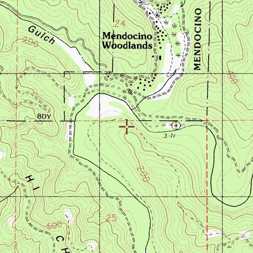 Topographic Map of Little North Fork Big River, CA