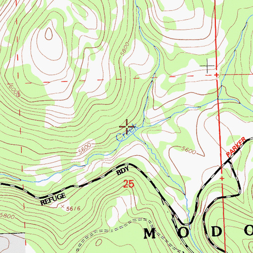 Topographic Map of Little North Fork Parker Creek, CA