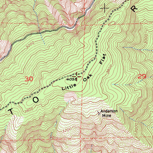 Topographic Map of Little Oak Flat, CA
