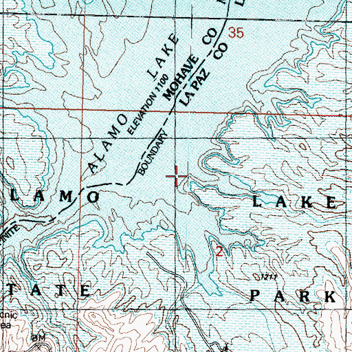 Topographic Map of Alamo Lake State Park, AZ