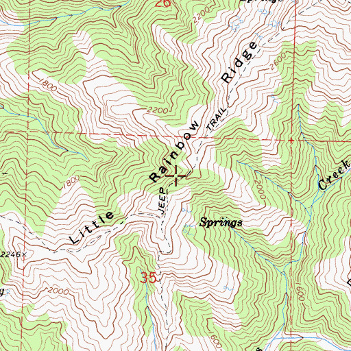 Topographic Map of Little Rainbow Ridge, CA