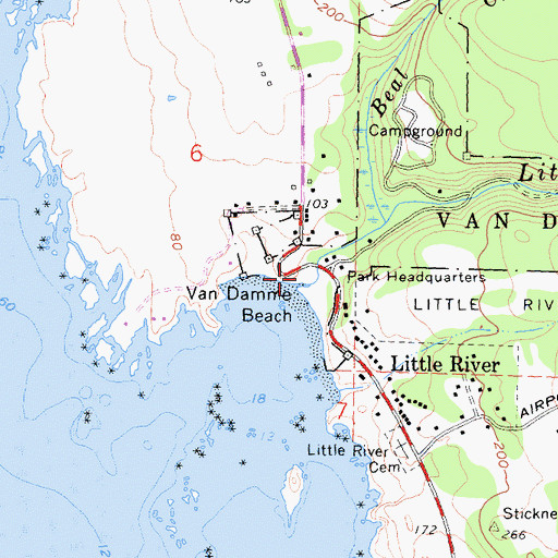 Topographic Map of Little River, CA