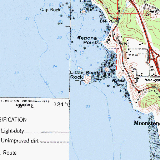 Topographic Map of Little River Rock, CA