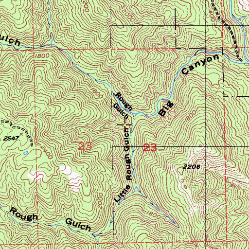 Topographic Map of Little Rough Gulch, CA