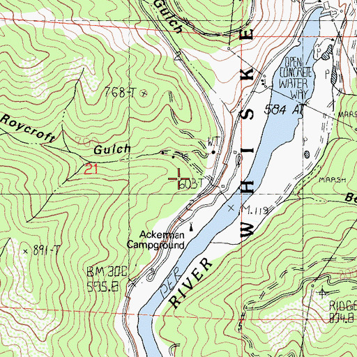 Topographic Map of Little Roycroft Gulch, CA