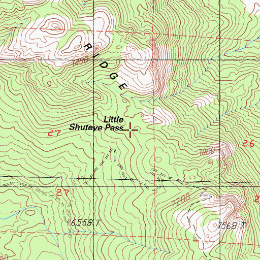 Topographic Map of Little Shuteye Pass, CA