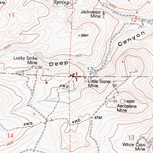 Topographic Map of Little Sister Mine, CA