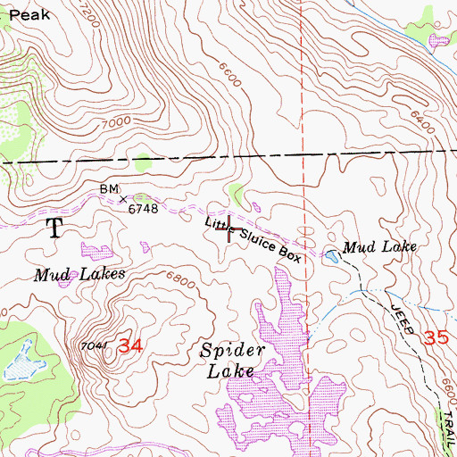 Topographic Map of Little Sluice Box, CA