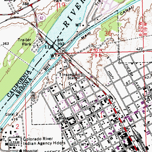 Topographic Map of Arizona Agricultural Inspection Station, AZ