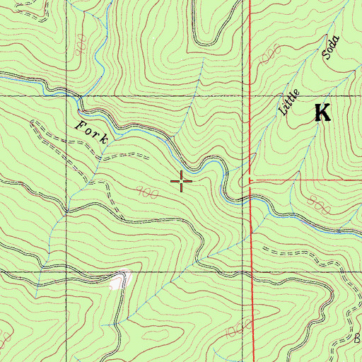 Topographic Map of Little Soda Creek, CA