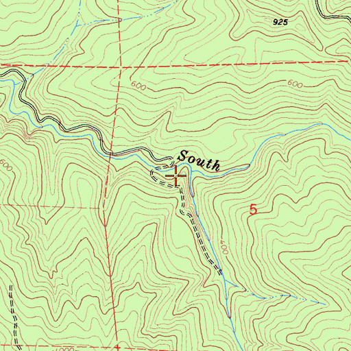 Topographic Map of Little South Fork Elk River, CA