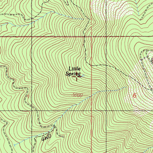 Topographic Map of Little Spring, CA