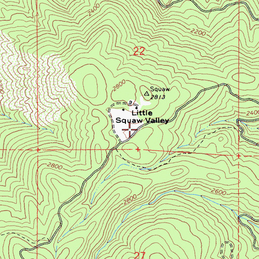Topographic Map of Little Squaw Valley, CA