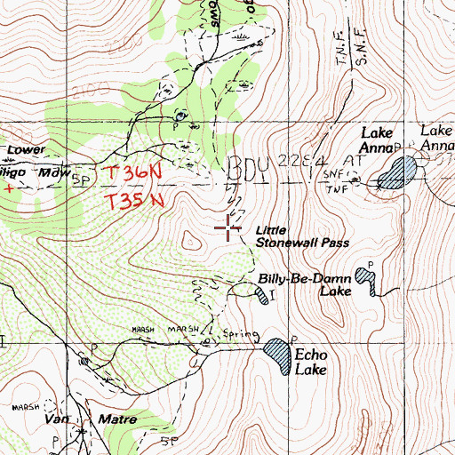 Topographic Map of Little Stonewall Pass, CA