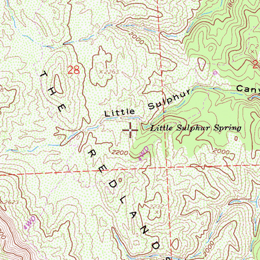 Topographic Map of Little Sulphur Spring, CA