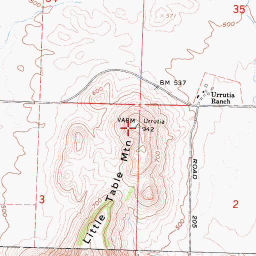 Topographic Map of Little Table Mountain, CA