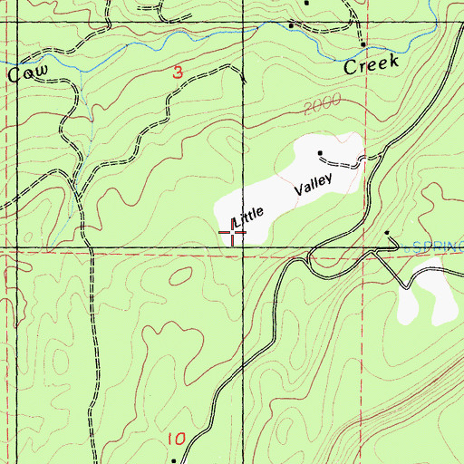 Topographic Map of Little Valley, CA