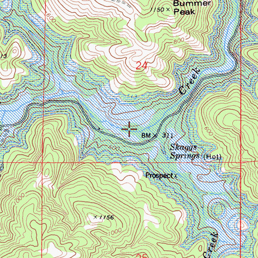 Topographic Map of Little Warm Springs Creek, CA