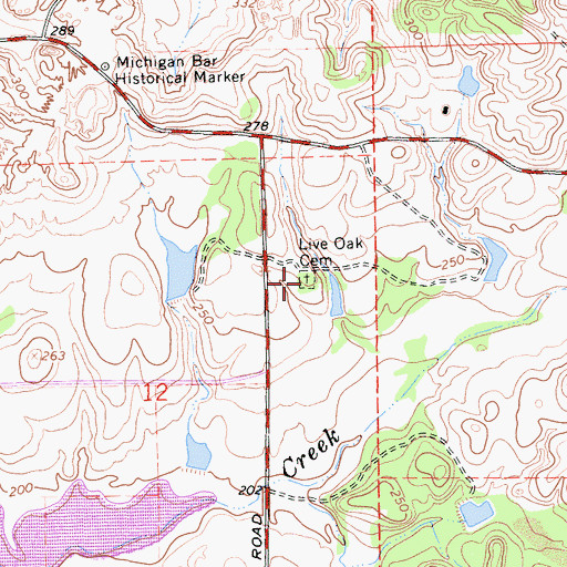 Topographic Map of Live Oak Cemetery, CA