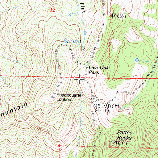 Topographic Map of Live Oak Pass, CA