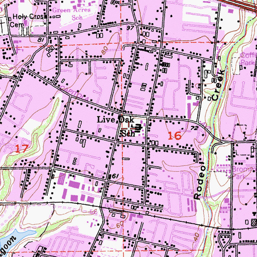 Topographic Map of Live Oak Elementary School, CA