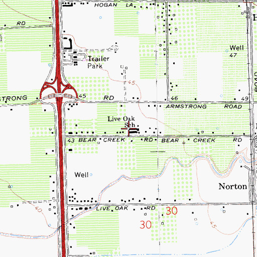 Topographic Map of Live Oak Elementary School, CA