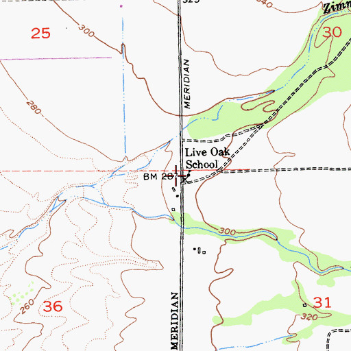 Topographic Map of Live Oak School, CA