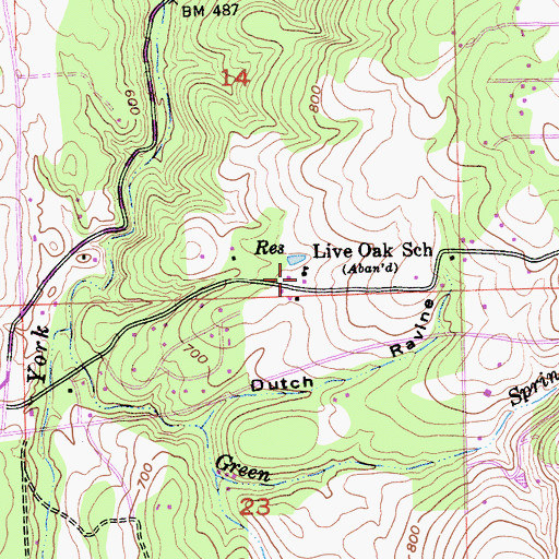 Topographic Map of Live Oak School (historical), CA