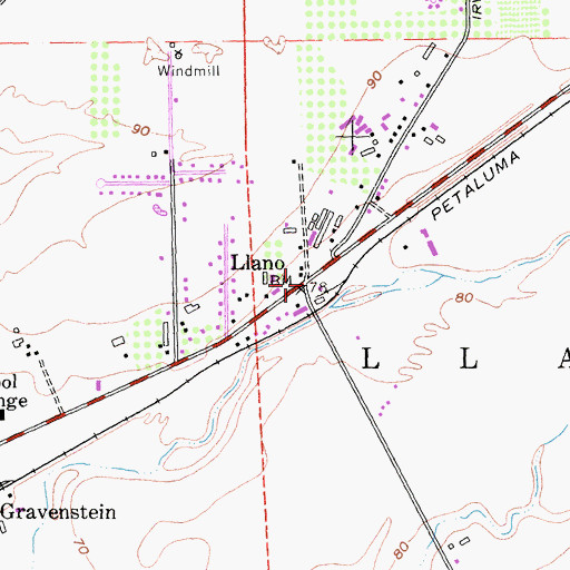 Topographic Map of Llano, CA