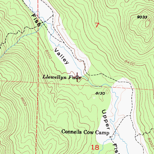 Topographic Map of Llewellyn Falls, CA