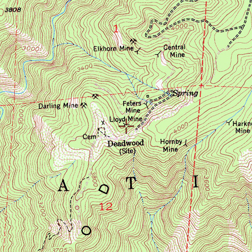 Topographic Map of Lloyd Mine, CA