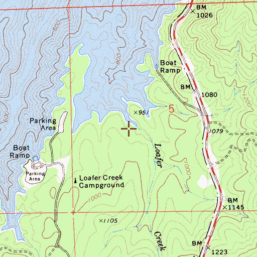 Topographic Map of Loafer Creek, CA
