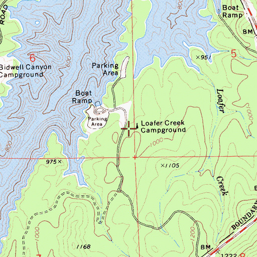 Topographic Map of Loafer Creek Campground, CA