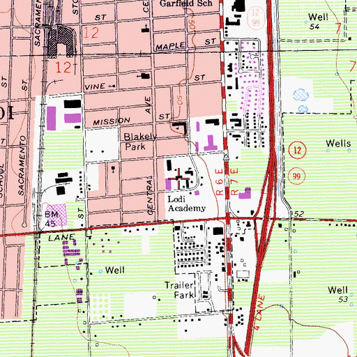 Topographic Map of Lodi Academy, CA