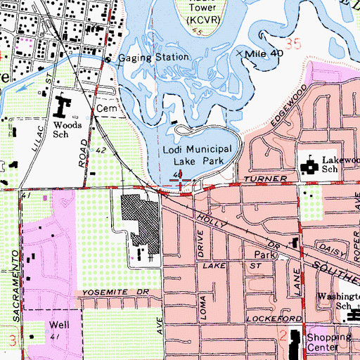 Topographic Map of Lodi Municipal Lake Park, CA