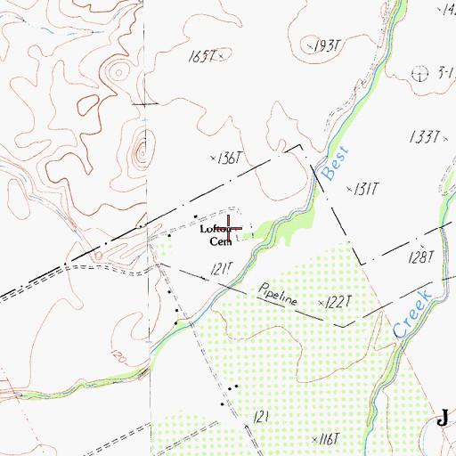 Topographic Map of Lofton Cemetery, CA
