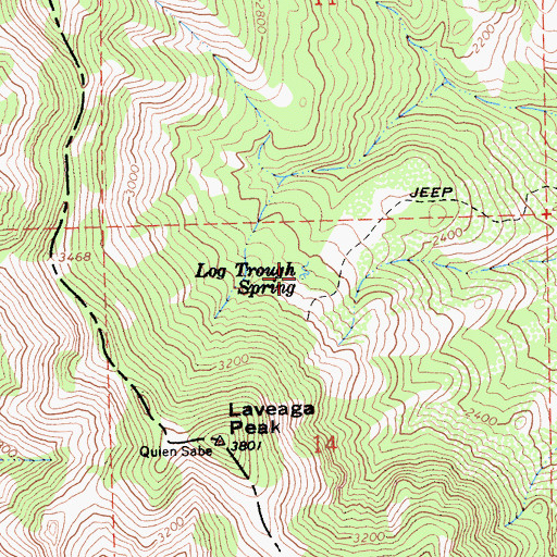 Topographic Map of Log Trough Spring, CA