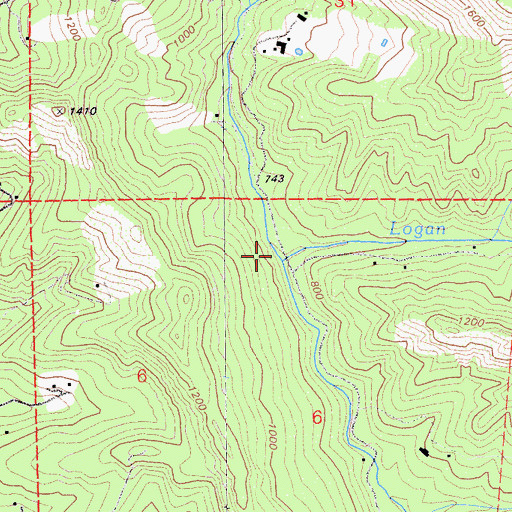 Topographic Map of Logan Creek, CA