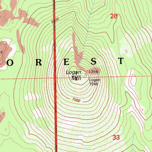 Topographic Map of Logan Mountain, CA