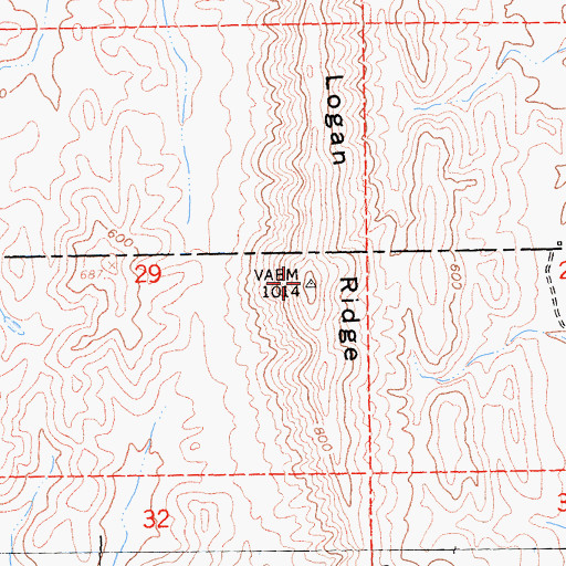 Topographic Map of Logan Ridge, CA