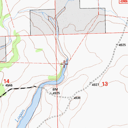 Topographic Map of Logan Slough, CA